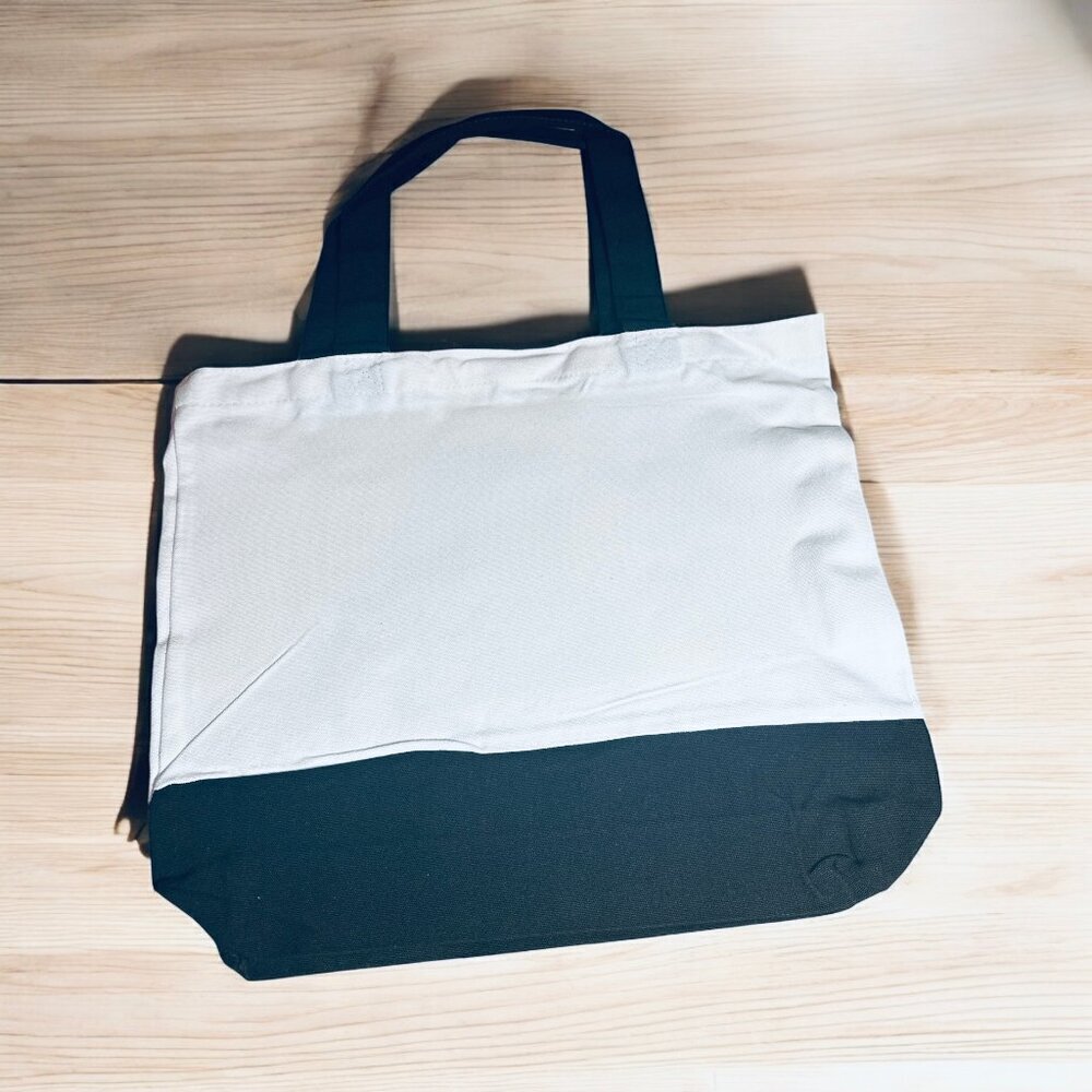 Large Canvas Tote Bag with Elegant Girl in White Dress | Hand Pressed | 17”x14” - Picture 4 of 5
